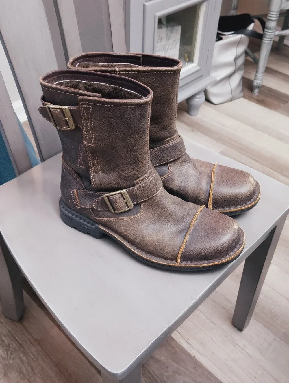 Men's 9 Brown Leather UGG Biker Boots